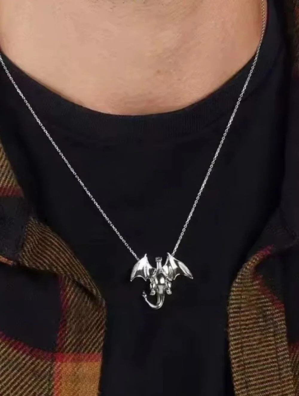 Pokemon Charizard Silver Tone Necklace